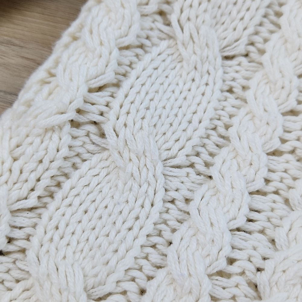 💜Caslon Ivory Cable Knit Button Hooded Long Sleeve Cardigan Medium - Picture 9 of 13